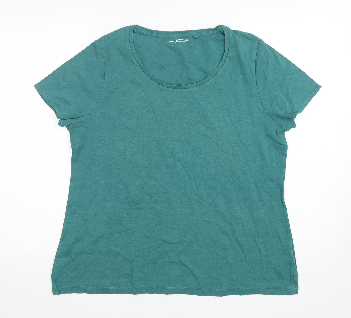 NEXT Womens Green  Cotton Basic T-Shirt Size 20 Scoop Neck