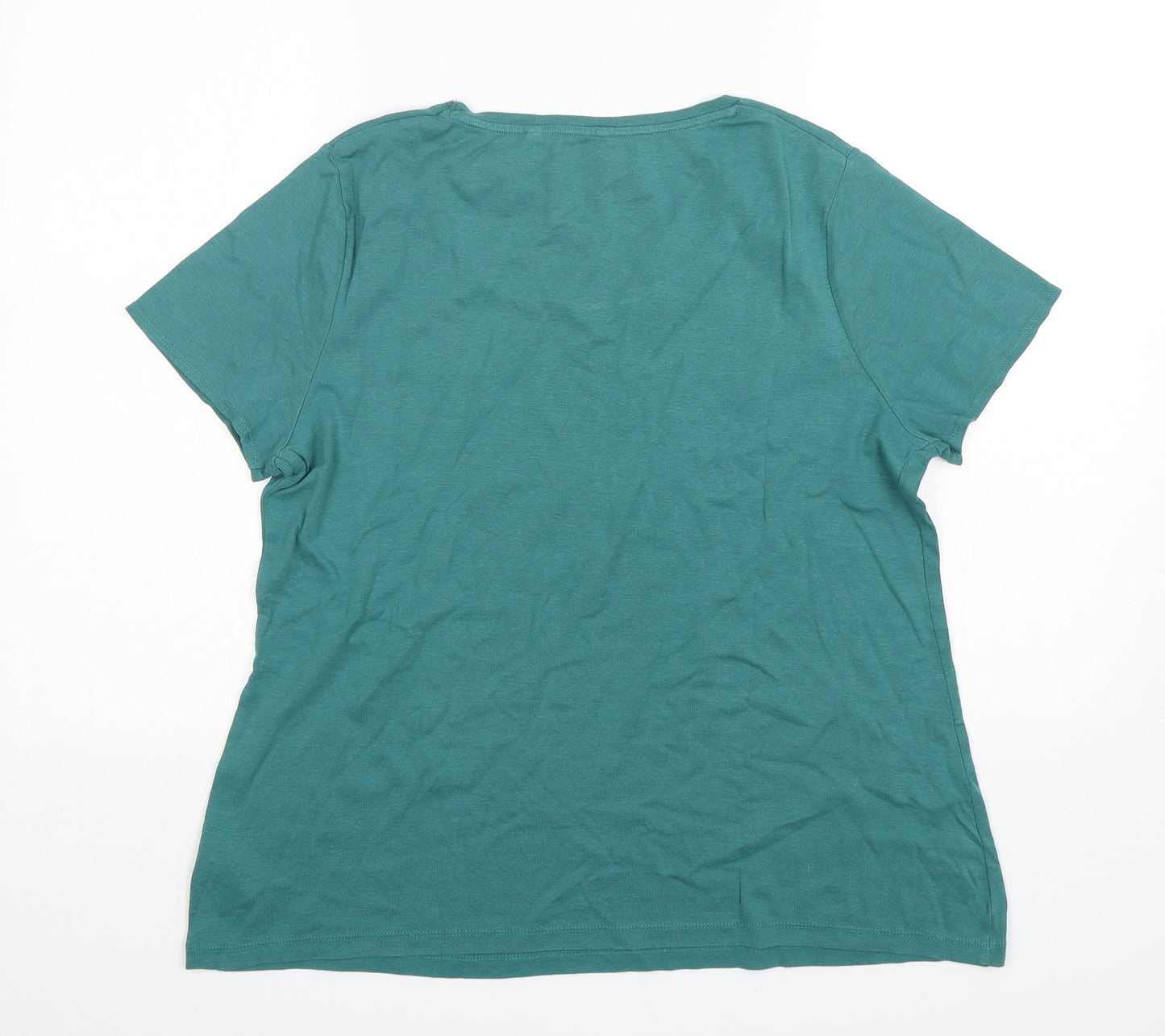 NEXT Womens Green  Cotton Basic T-Shirt Size 20 Scoop Neck