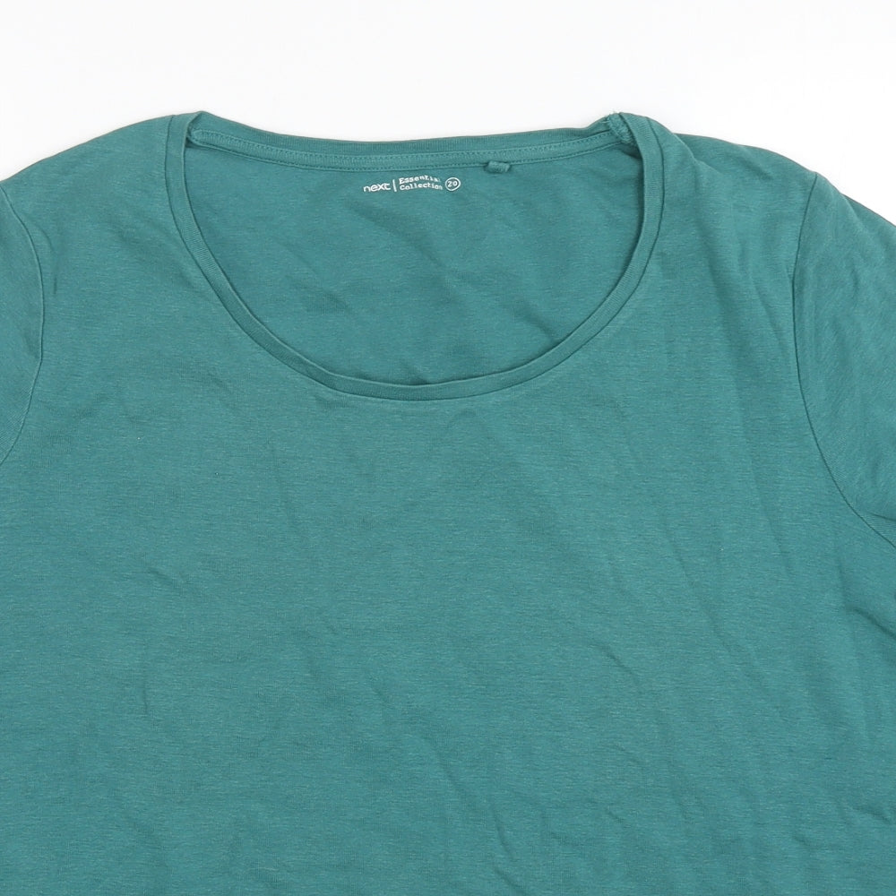NEXT Womens Green  Cotton Basic T-Shirt Size 20 Scoop Neck
