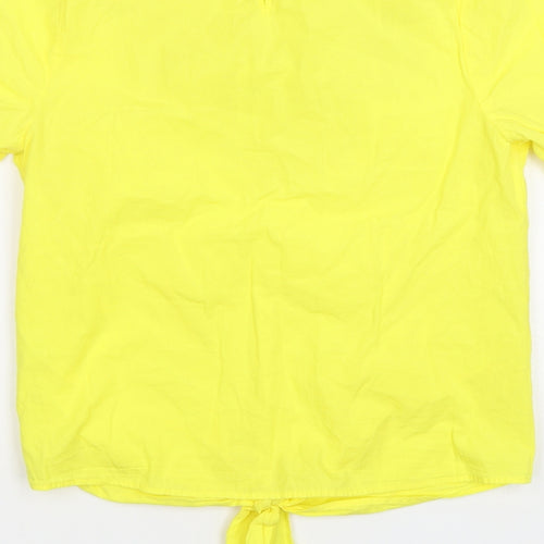 TU Womens Yellow  Cotton Basic T-Shirt Size 10 Round Neck