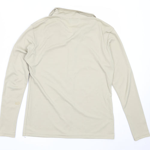 Exhibit Womens Beige  Polyester Basic Button-Up Size M Collared