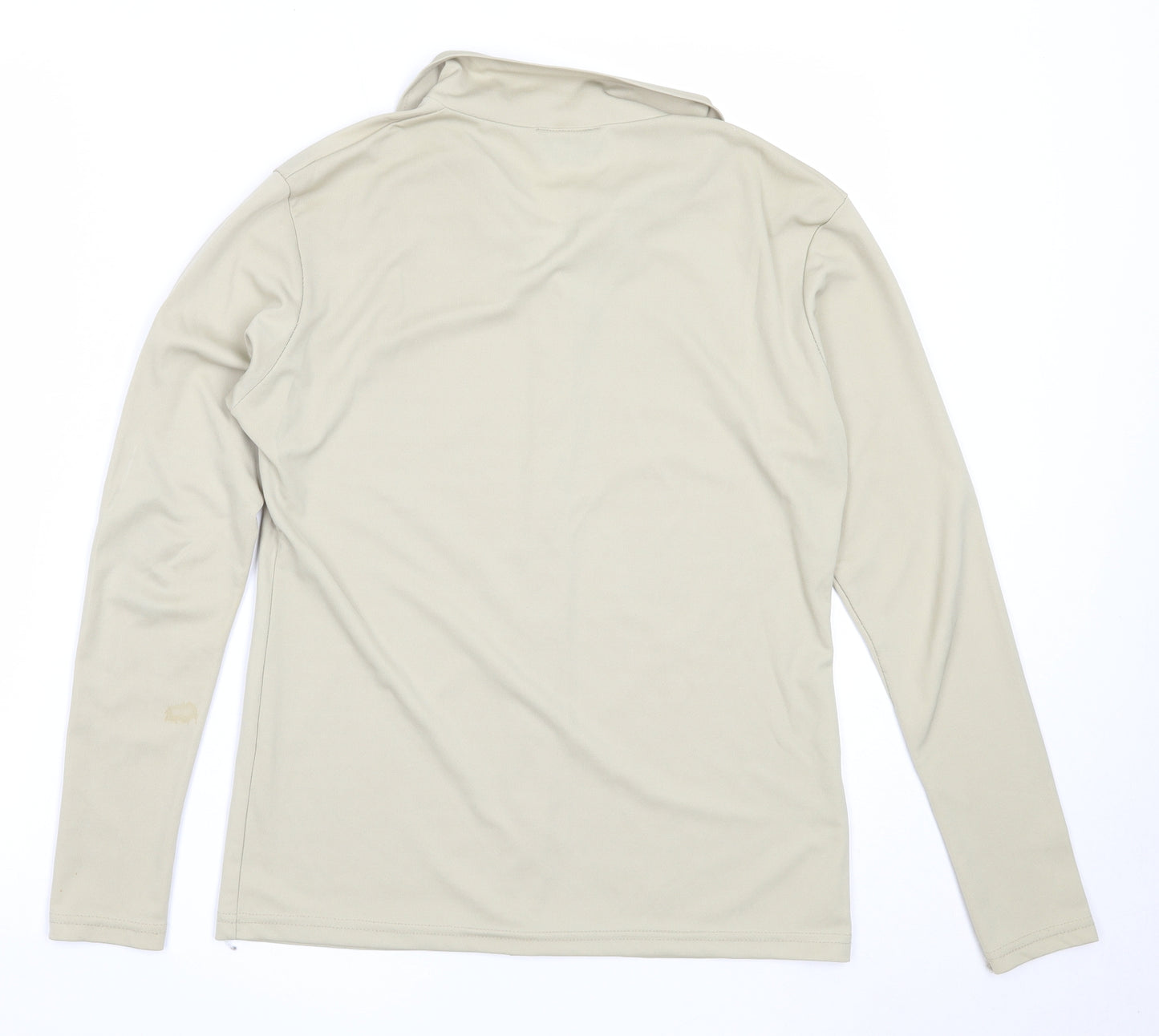 Exhibit Womens Beige  Polyester Basic Button-Up Size M Collared