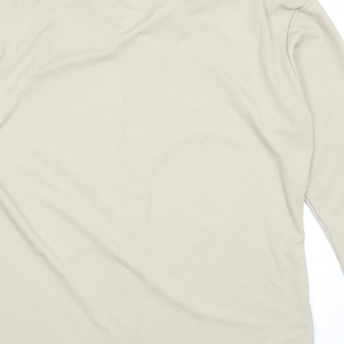 Exhibit Womens Beige  Polyester Basic Button-Up Size M Collared