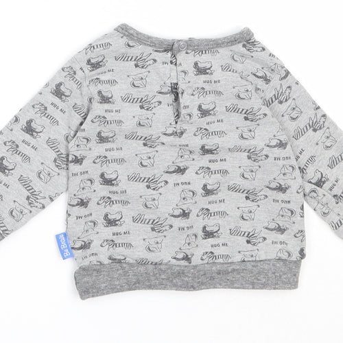 Dirkje Boys Grey  Cotton Pullover Jumper Size 0-3 Months   - animal pattern