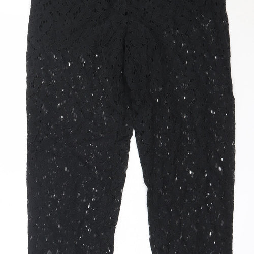 H&M Womens Black  Cotton Capri Trousers Size 6 L26 in Regular