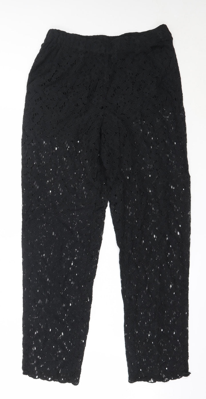 H&M Womens Black Cotton Capri Trousers Size 6 L26 in Regular