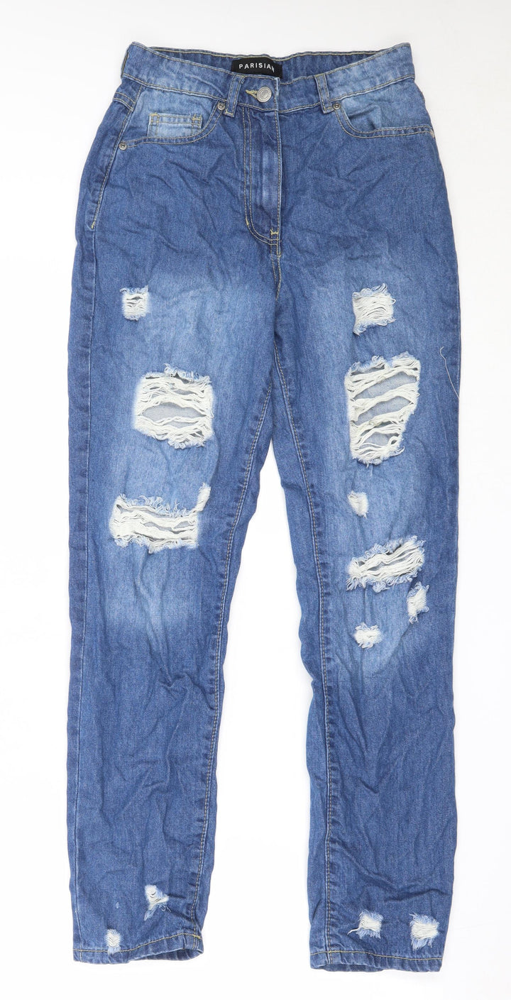 Parsian Womens Blue Cotton Straight Jeans Size 6 L28 in Regular