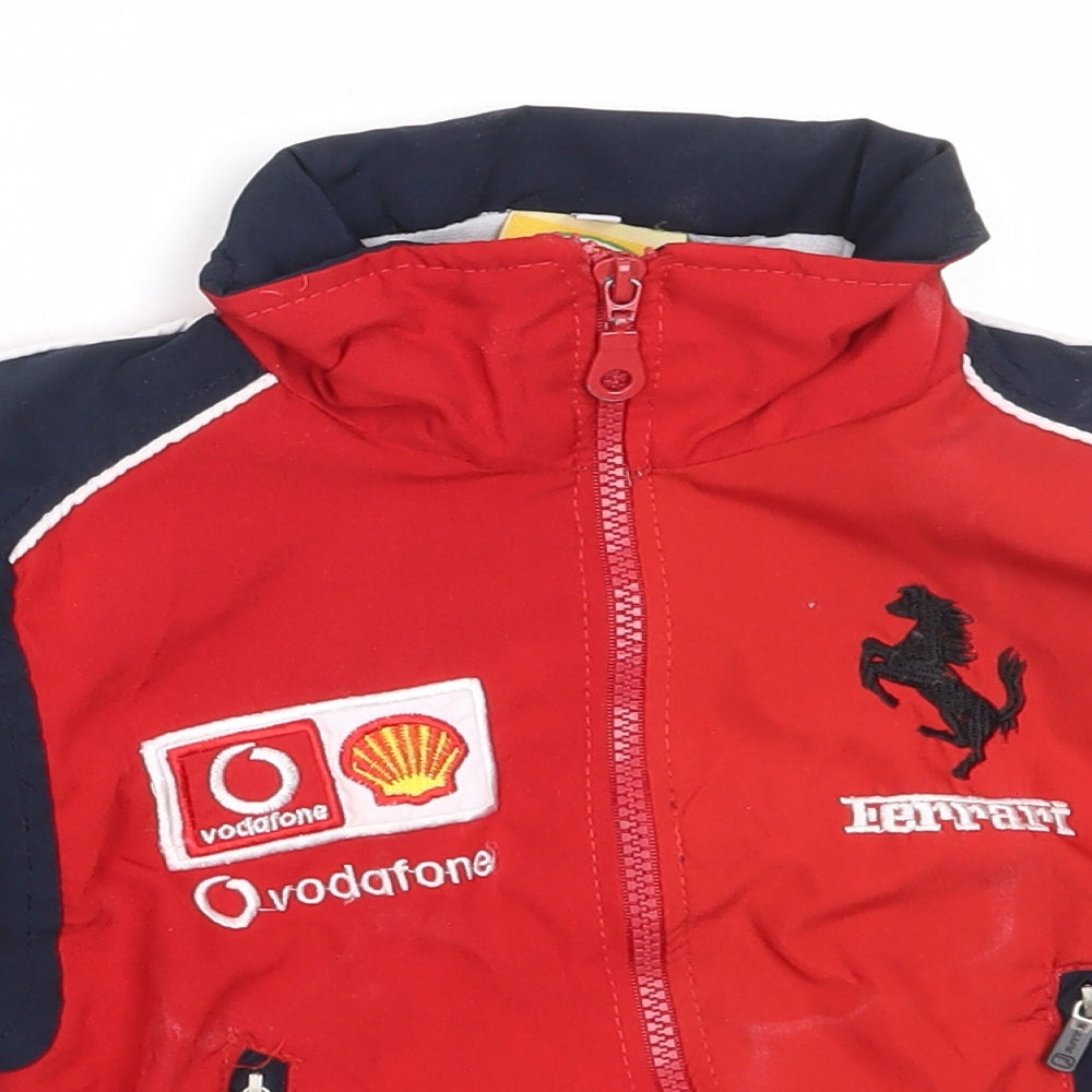 Ferrari Boys Red   Windbreaker Coat Size 2 Years  Zip