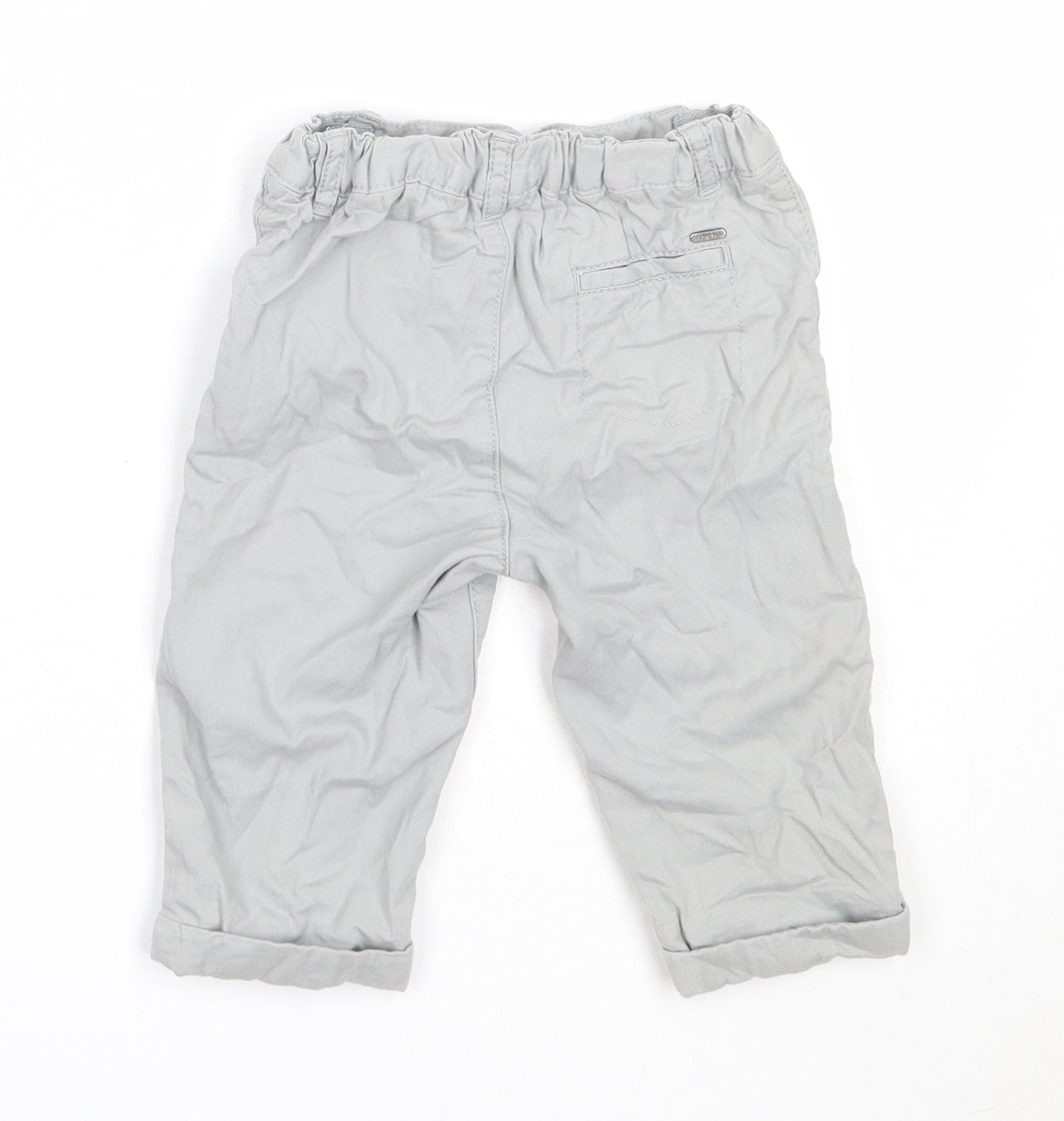 Marks and Spencer Boys Grey  Cotton Capri Trousers Size 9-12 Months  Button