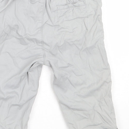 Marks and Spencer Boys Grey  Cotton Capri Trousers Size 9-12 Months  Button