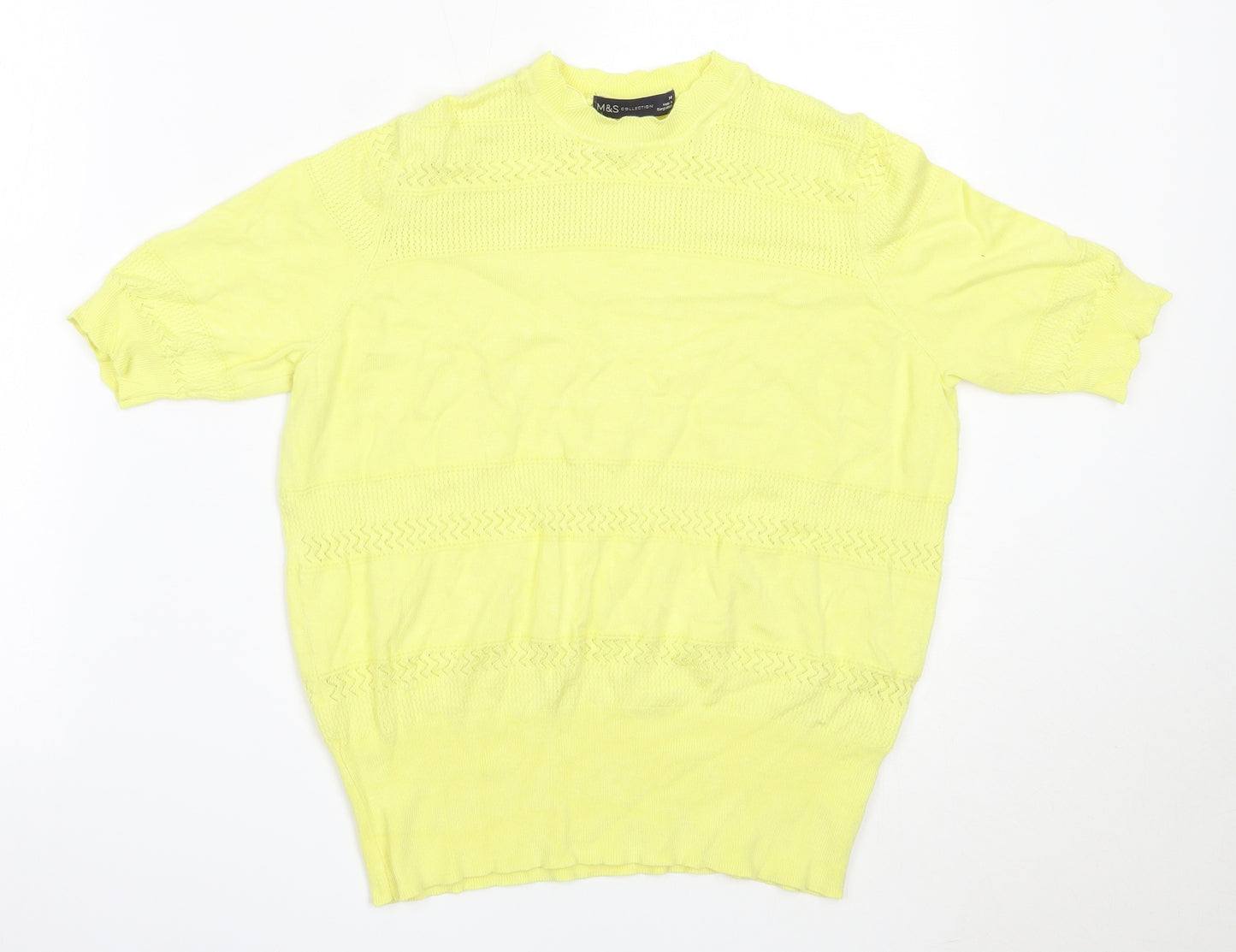 Marks and Spencer Womens Yellow Round Neck  Viscose Pullover Jumper Size 14