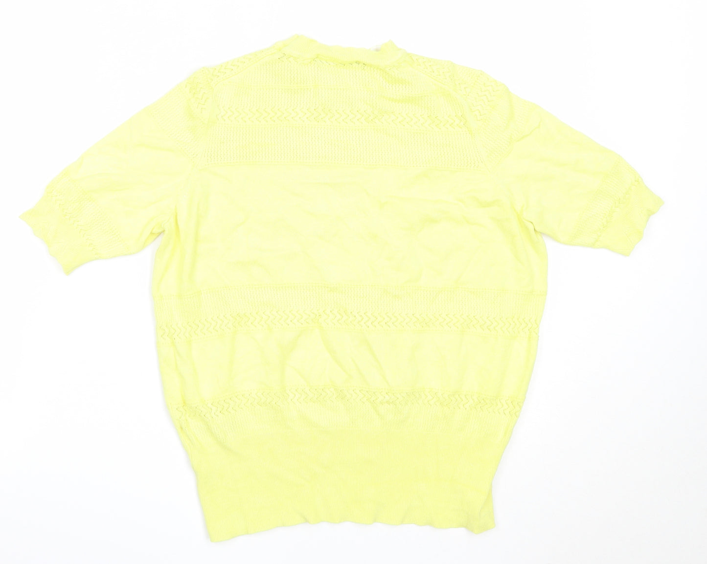 Marks and Spencer Womens Yellow Round Neck  Viscose Pullover Jumper Size 14