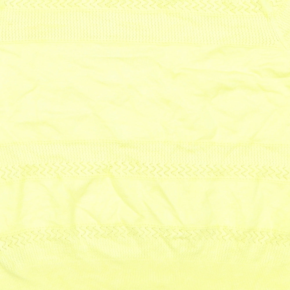 Marks and Spencer Womens Yellow Round Neck  Viscose Pullover Jumper Size 14