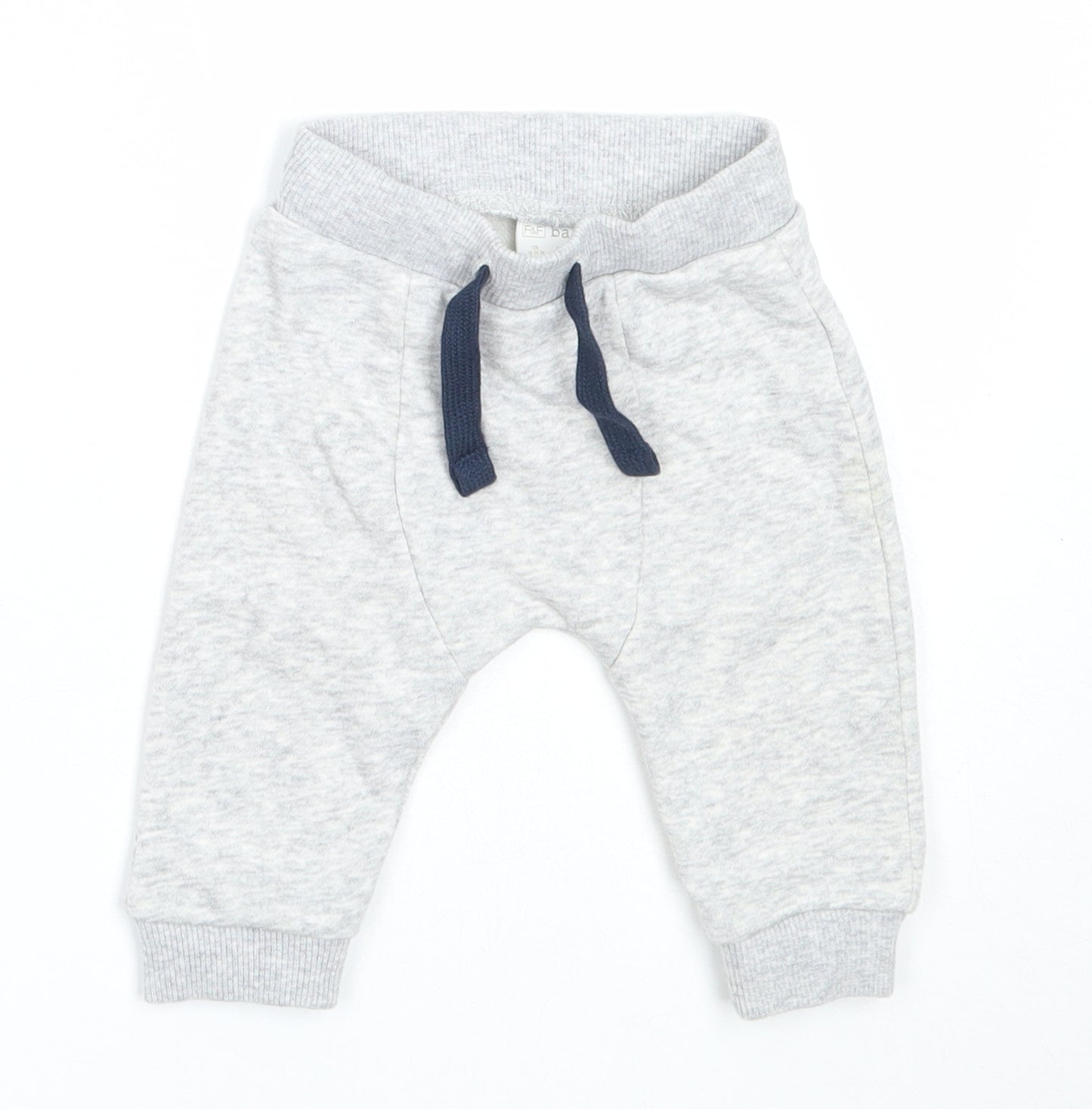 F&F Boys Grey  Cotton Jogger Trousers Size 0-3 Months