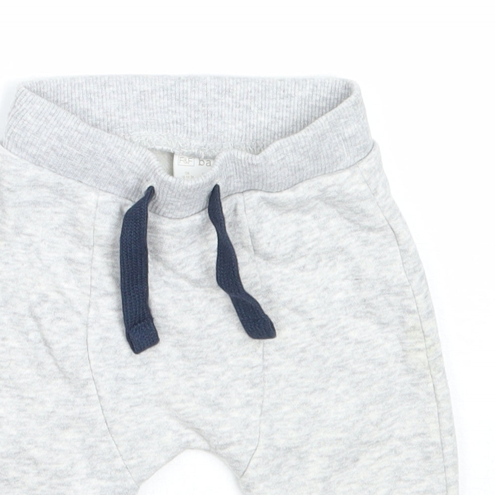F&F Boys Grey  Cotton Jogger Trousers Size 0-3 Months