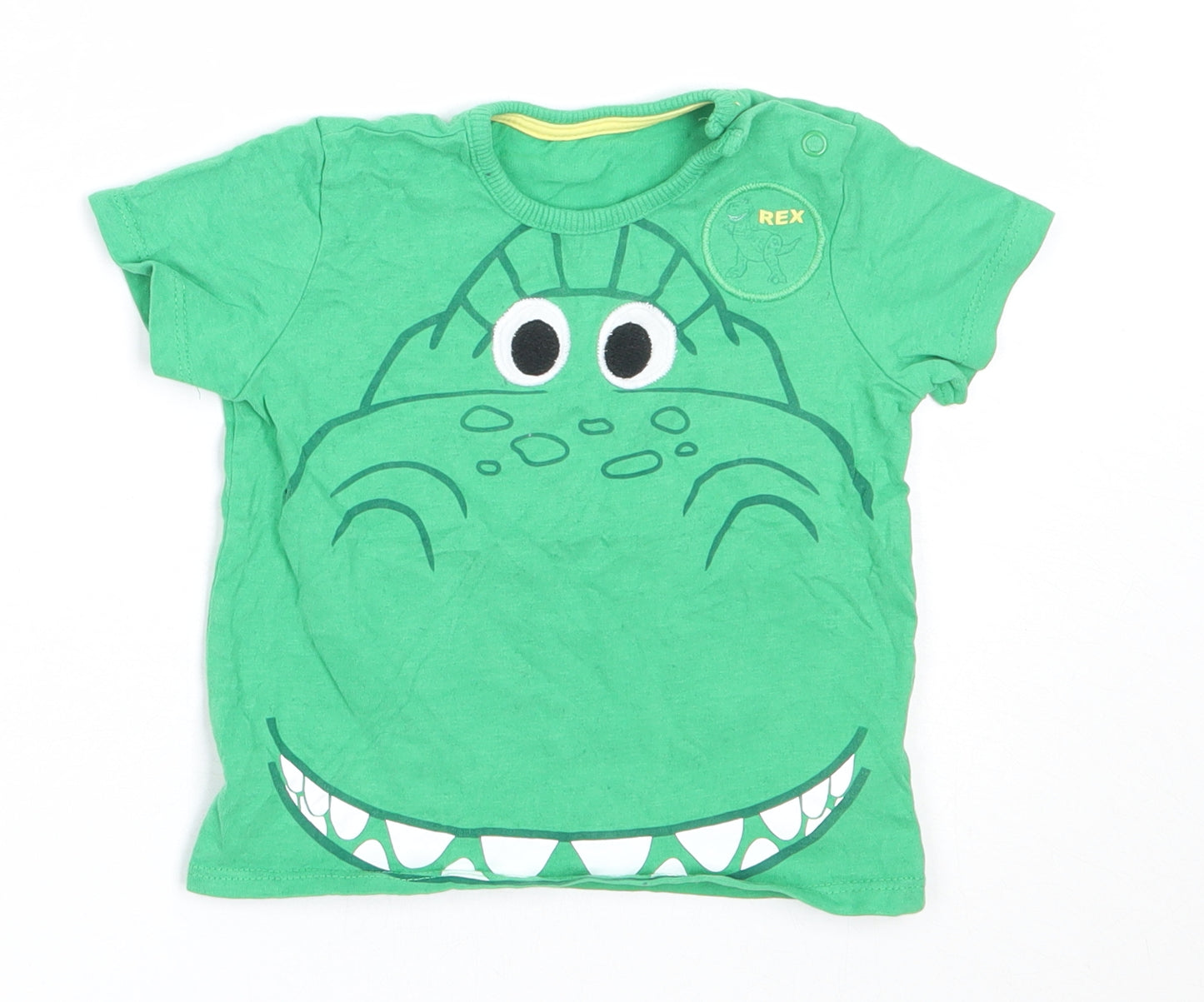 George Boys Green  Cotton Basic T-Shirt Size 6-9 Months Round Neck  - Toy Story Rex