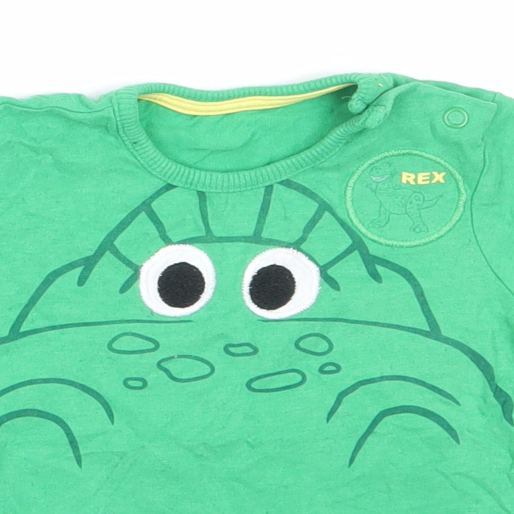 George Boys Green  Cotton Basic T-Shirt Size 6-9 Months Round Neck  - Toy Story Rex