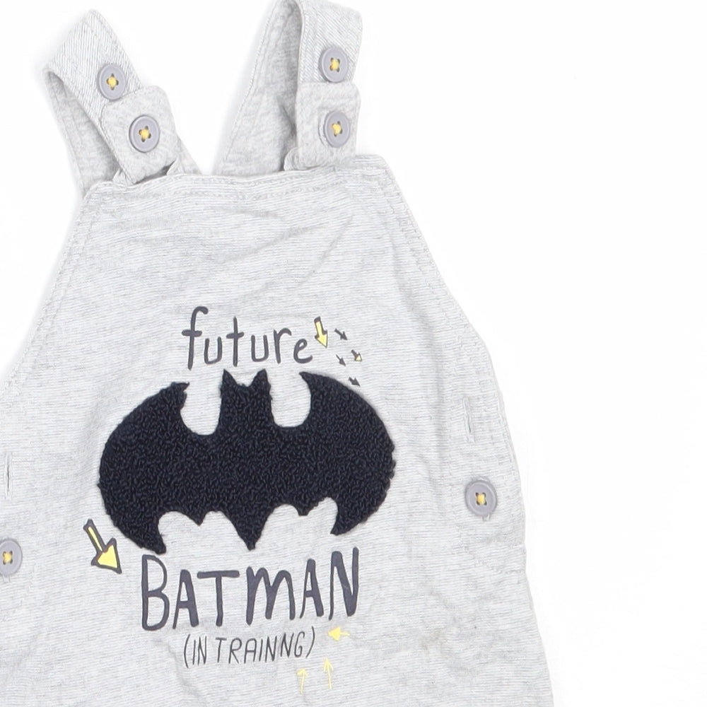 George Boys Grey  Cotton Dungaree One-Piece Size 3-6 Months   - batman