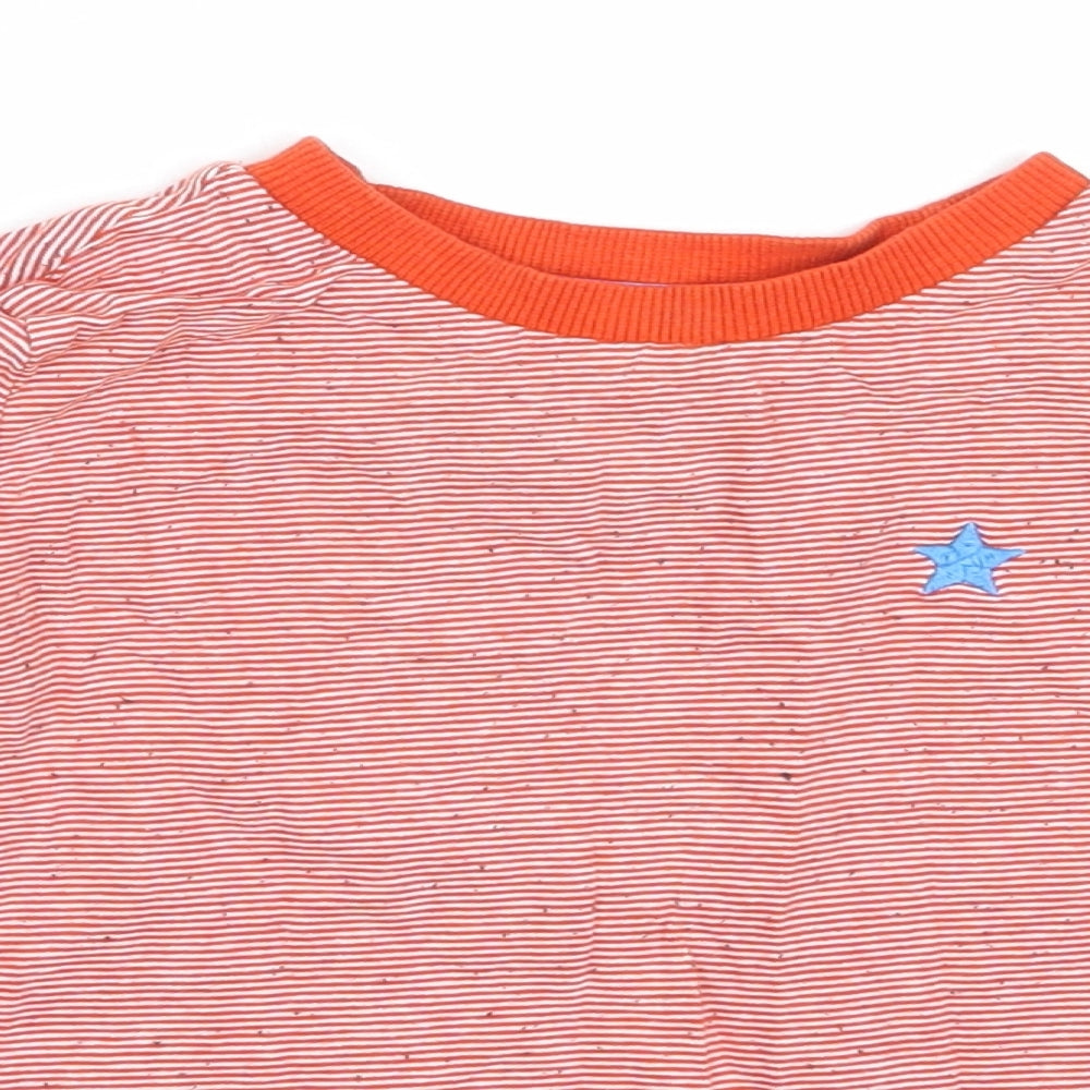 F&F Boys Red Striped Cotton Basic T-Shirt Size 3-4 Years Round Neck