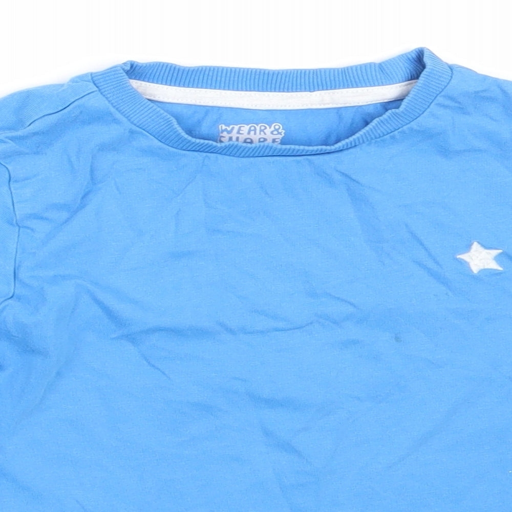 F&F Boys Blue  Cotton Basic T-Shirt Size 3-4 Years Round Neck