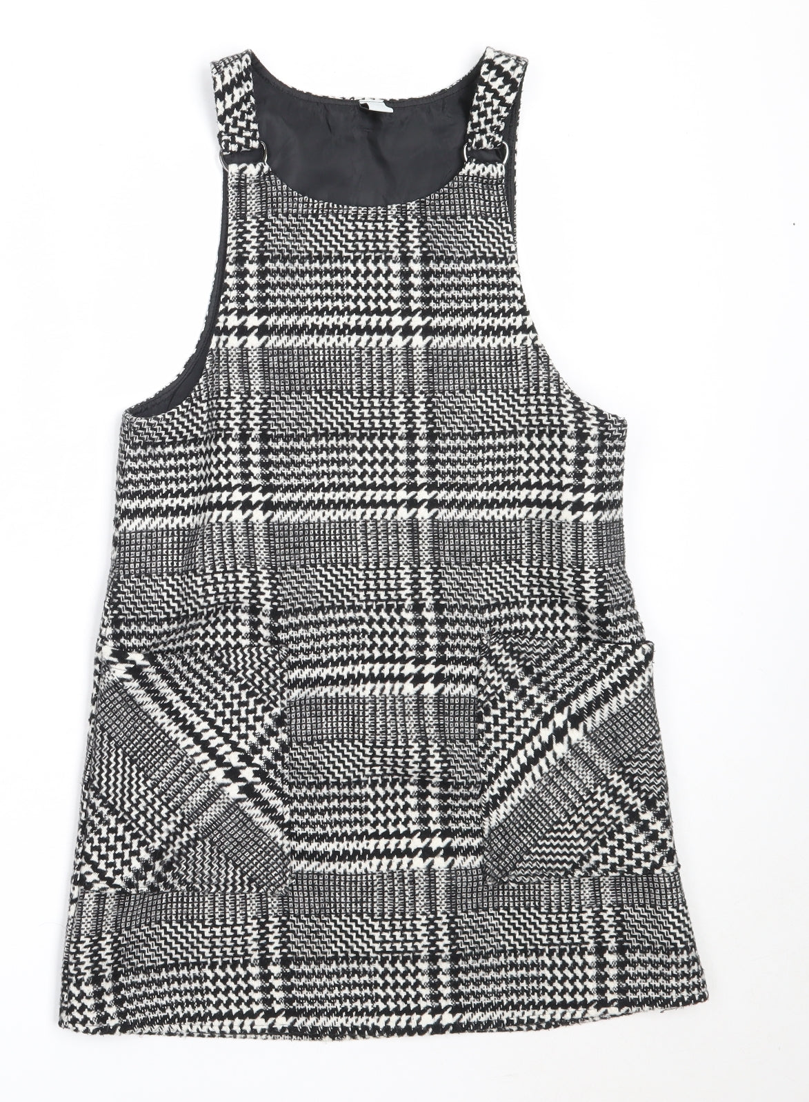 TU Girls Black  Polyester Pinafore/Dungaree Dress  Size 10 Years  Round Neck Button