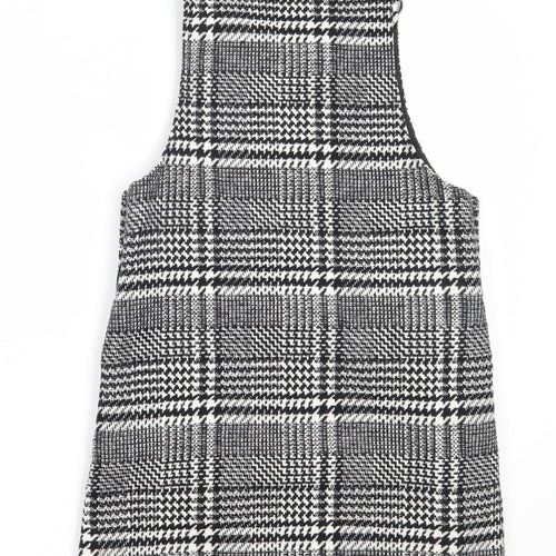 TU Girls Black  Polyester Pinafore/Dungaree Dress  Size 10 Years  Round Neck Button