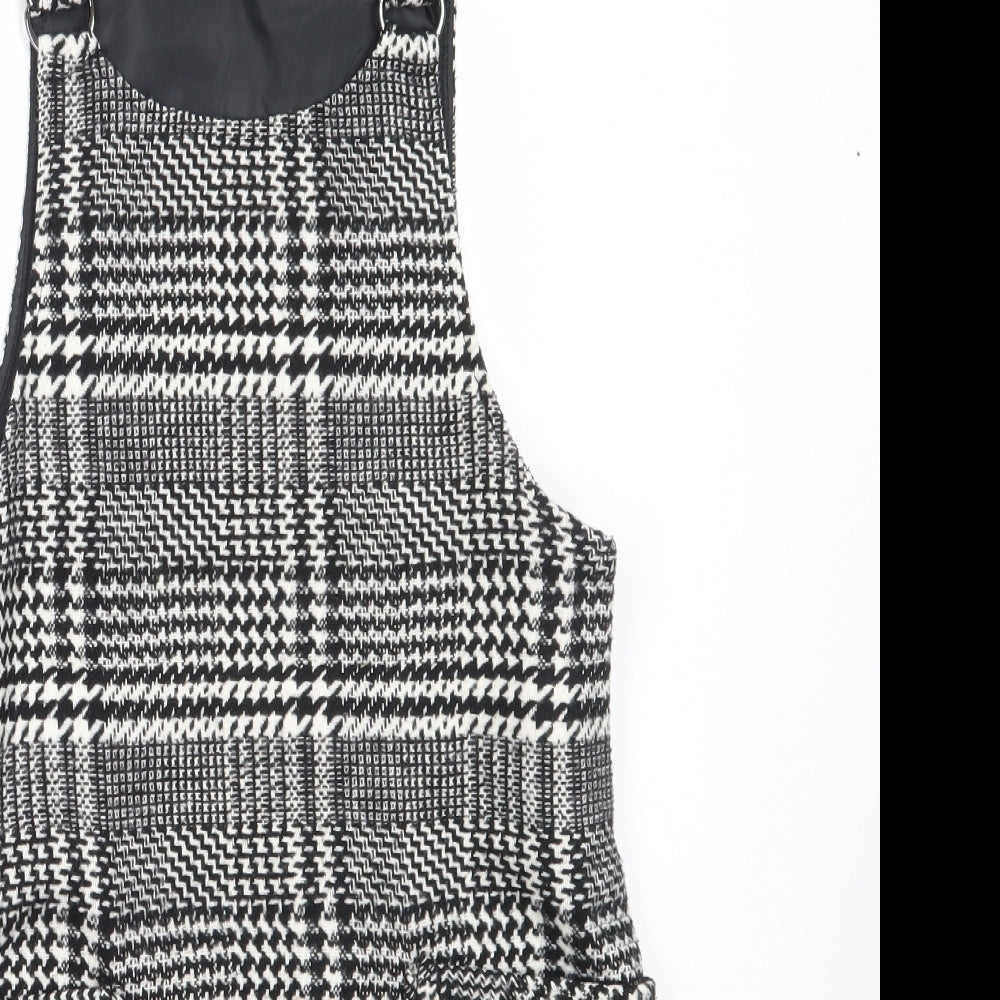 TU Girls Black  Polyester Pinafore/Dungaree Dress  Size 10 Years  Round Neck Button