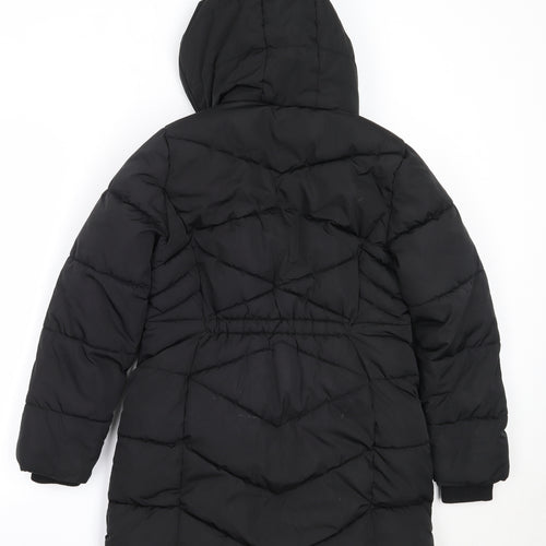George Girls Black   Parka Coat Size 10-11 Years  Zip
