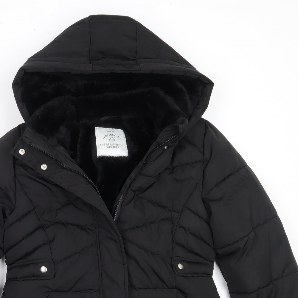 George Girls Black   Parka Coat Size 10-11 Years  Zip