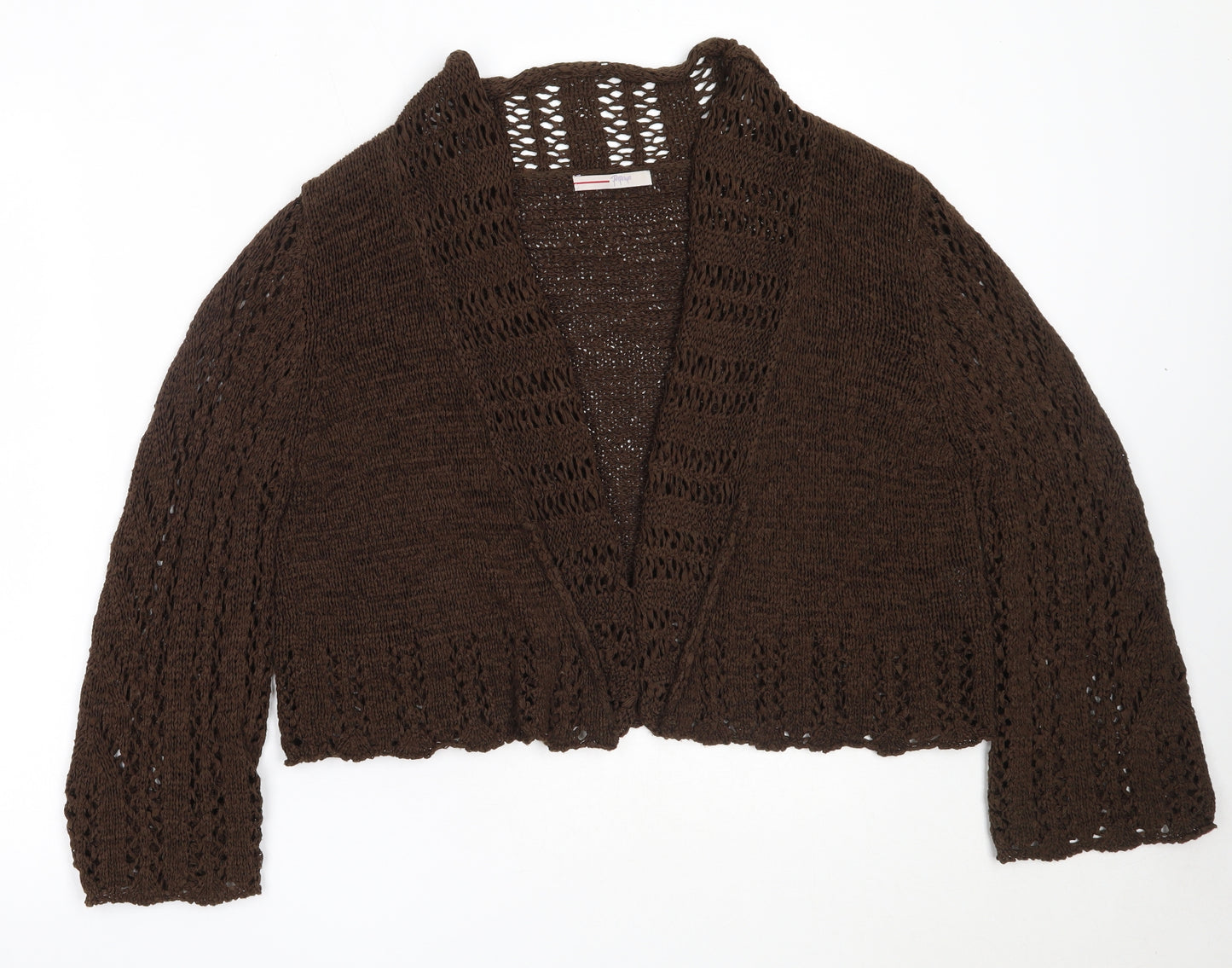 Papaya Womens Brown Round Neck  Acrylic Cardigan Jumper Size 14