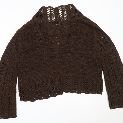 Papaya Womens Brown Round Neck  Acrylic Cardigan Jumper Size 14
