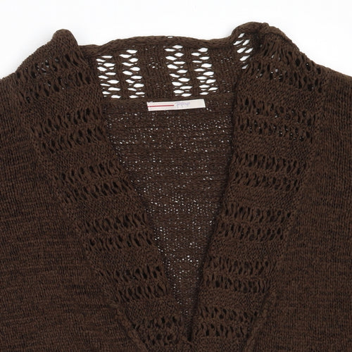 Papaya Womens Brown Round Neck  Acrylic Cardigan Jumper Size 14