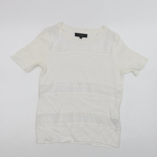 Selected Femme Womens White  Viscose Basic Blouse Size 6 Crew Neck