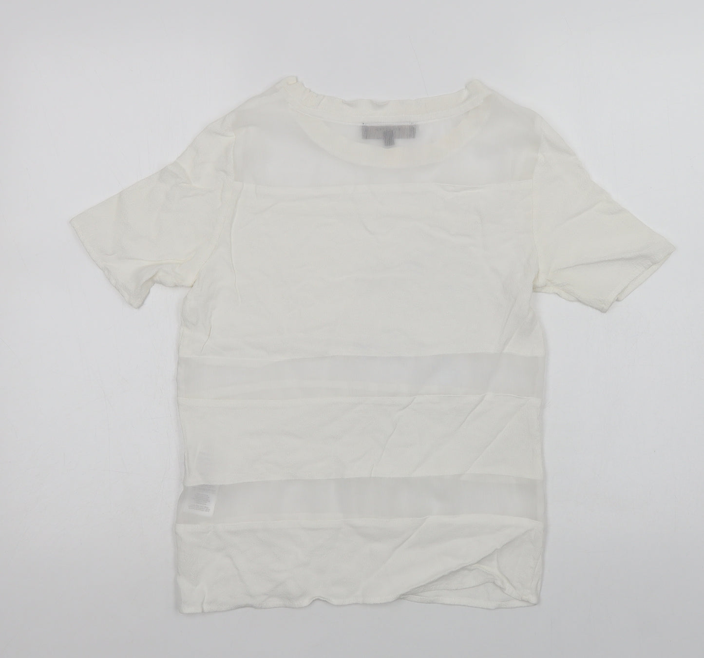 Selected Femme Womens White  Viscose Basic Blouse Size 6 Crew Neck