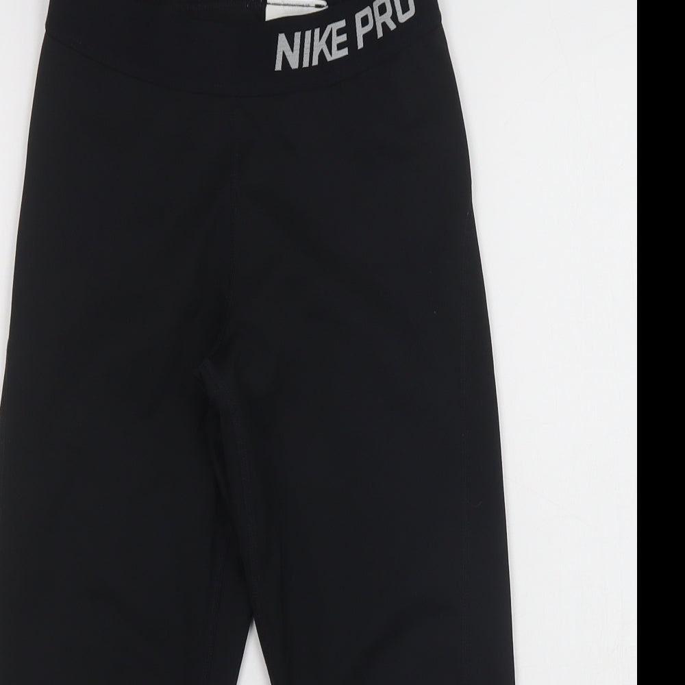 Nike Womens Black  Polyester Cropped Leggings Size XS L19 in Regular