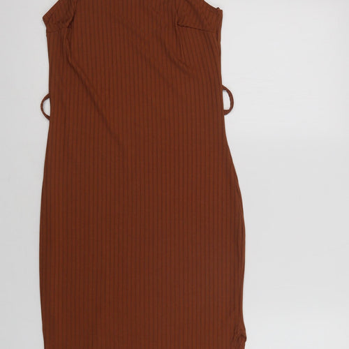 Select Womens Brown  Polyester Bodycon  Size 6  High Neck