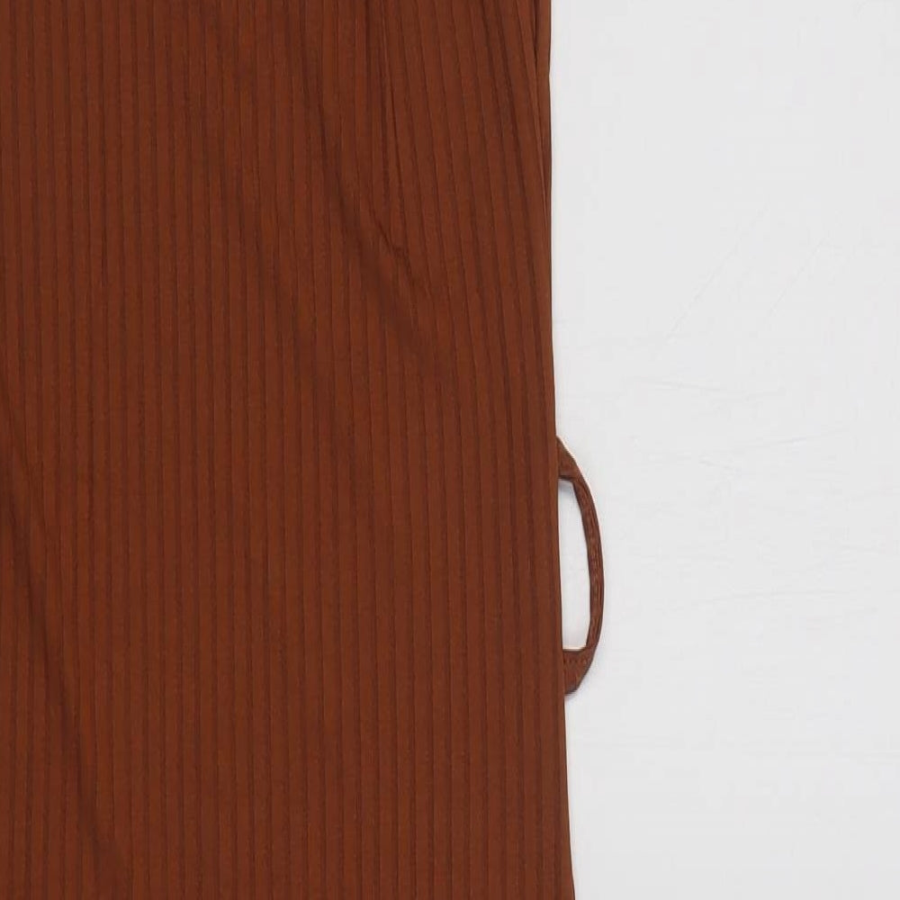 Select Womens Brown  Polyester Bodycon  Size 6  High Neck