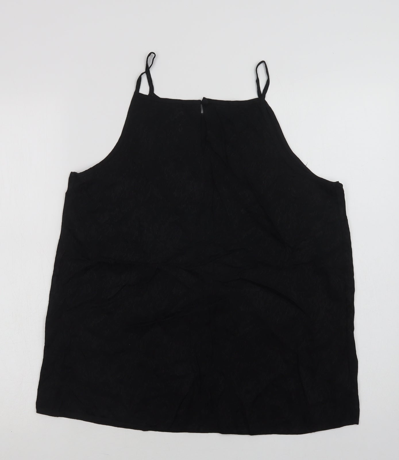 Preworn Womens Black Animal Print Viscose Camisole Blouse Size 14 Square Neck