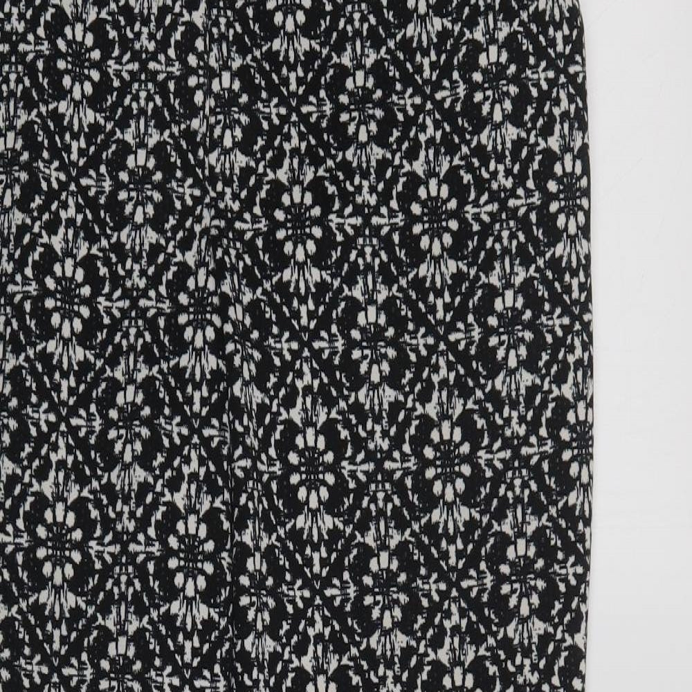 F&F Womens Black Floral Polyester Dress Pants Trousers Size 14 L27 in Regular Hook & Eye