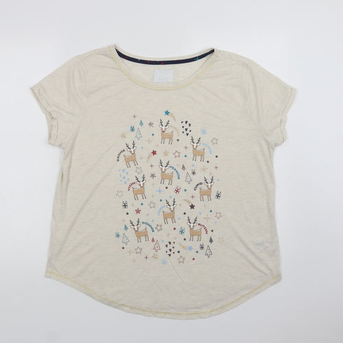 Matalan Womens Beige  Polyester Kimono Pyjama Top Size 14   - Reindeers