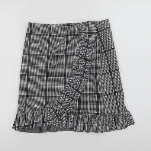 VERO MODA Womens Grey Check Polyester Mini Skirt Size S