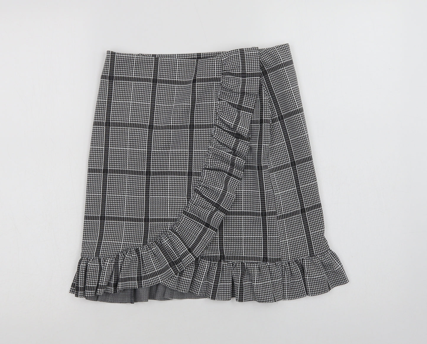 VERO MODA Womens Grey Check Polyester Mini Skirt Size S
