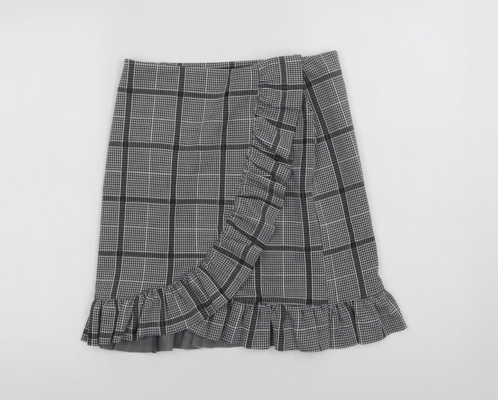 VERO MODA Womens Grey Check Polyester Mini Skirt Size S