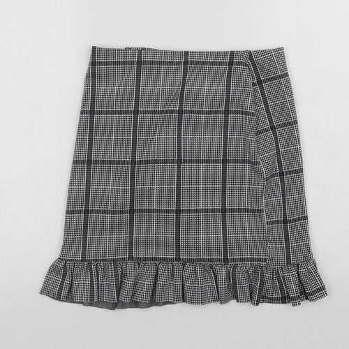 VERO MODA Womens Grey Check Polyester Mini Skirt Size S