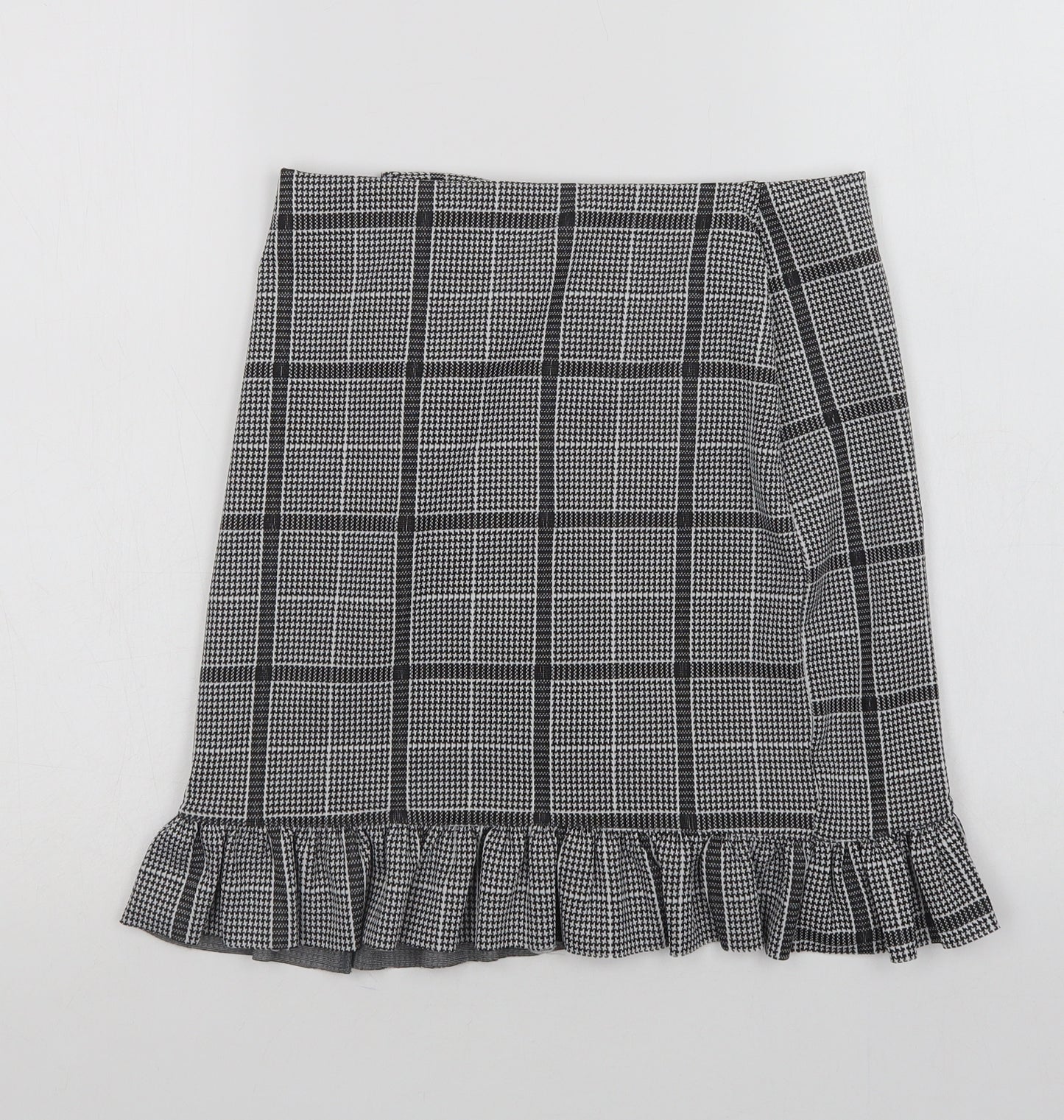 VERO MODA Womens Grey Check Polyester Mini Skirt Size S