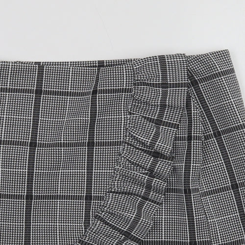 VERO MODA Womens Grey Check Polyester Mini Skirt Size S