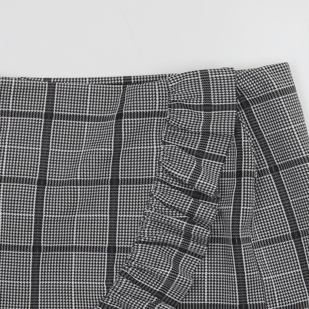 VERO MODA Womens Grey Check Polyester Mini Skirt Size S
