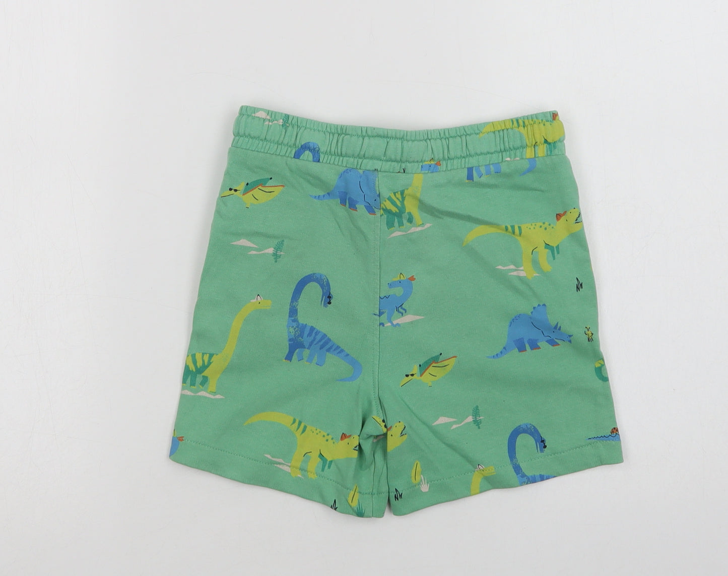 Marks Boys Green Geometric Cotton Sweat Shorts Size 6-7 Years  Regular Drawstring - Dinosaur Print