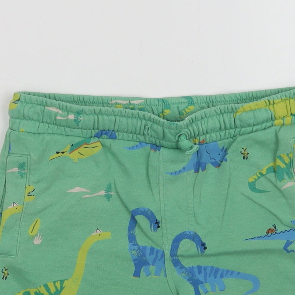 Marks Boys Green Geometric Cotton Sweat Shorts Size 6-7 Years  Regular Drawstring - Dinosaur Print