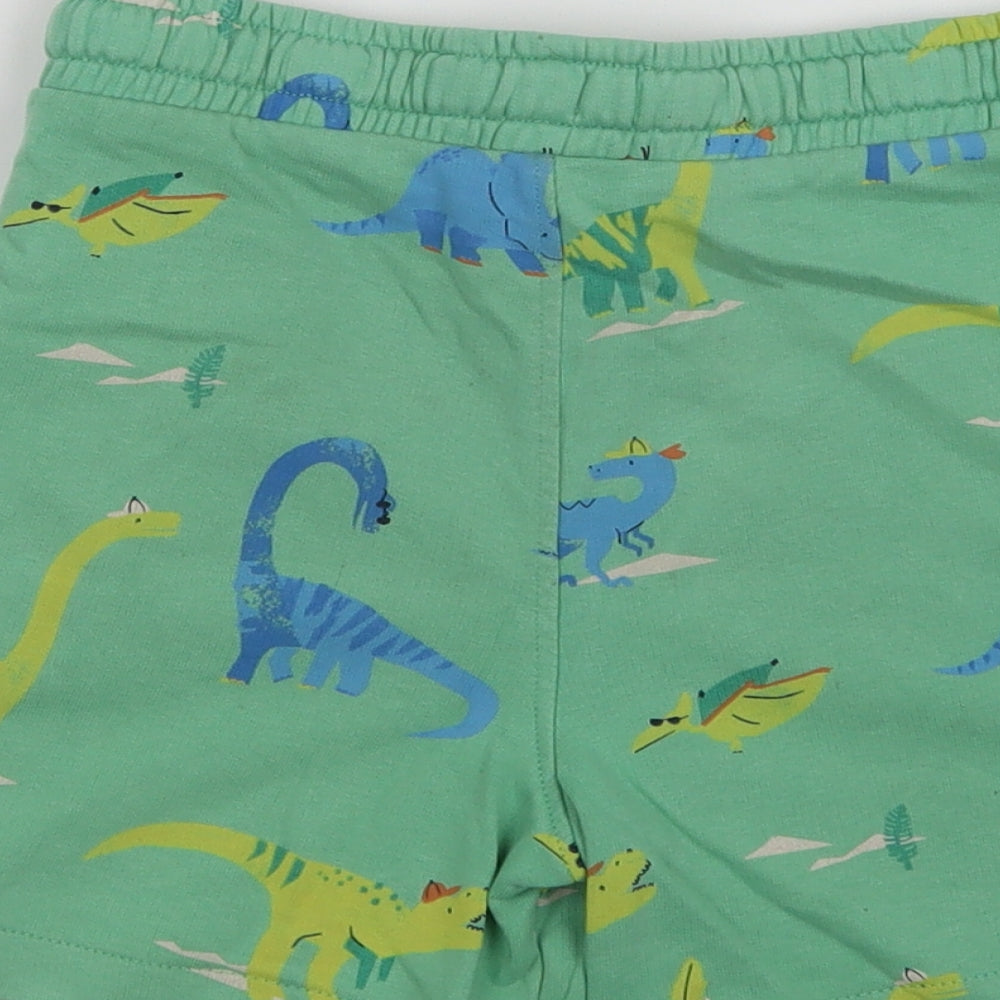Marks Boys Green Geometric Cotton Sweat Shorts Size 6-7 Years  Regular Drawstring - Dinosaur Print
